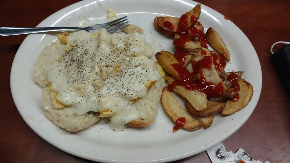 Biscuits and Sausage Gravy with Home Fries